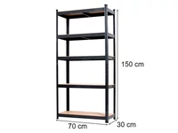 Kép 3/5 - Nagy teherbírású polc 150x70x30 cm 150 kg fekete