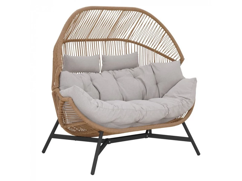 HOLAND rattan dupla kosárfotel bézs