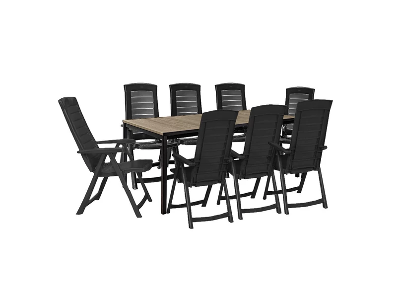 Portico Large 8+1 kerti bútor garnitúra szett kőris-grafit